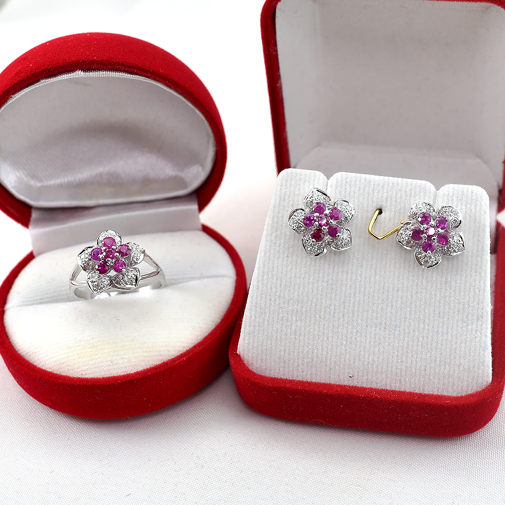 SKJewelryfactory แหวนดอกไม้ พลอยทับทิมแท้ ER00616-RBY