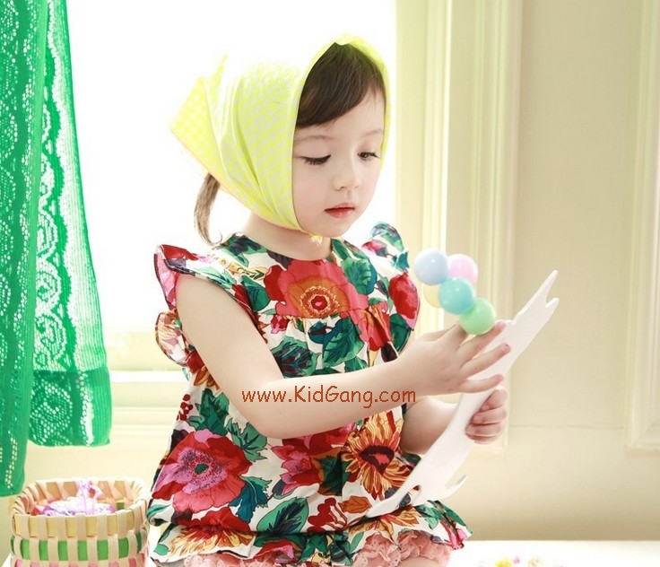 เสื้อเด็กหญิง ลายดอกเข้ม ไซส์ 7,13,15