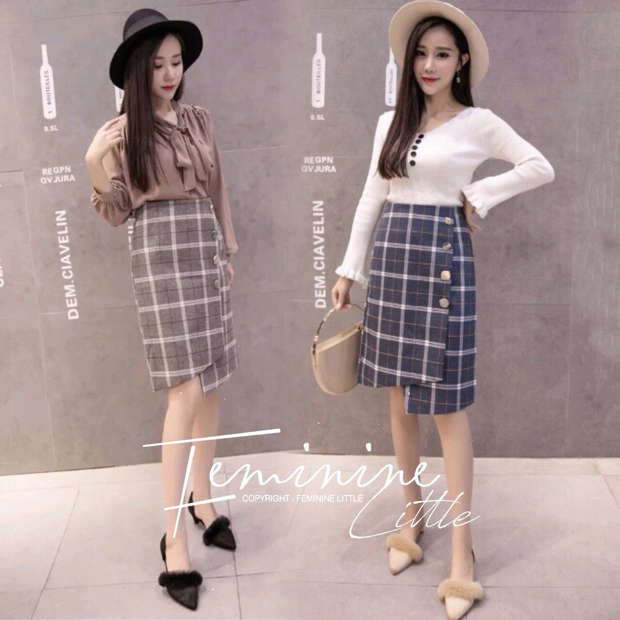 พร้อมส่ง กระโปรงเอวสูง เอ ทรงป้ายสั้นยาวข้าง