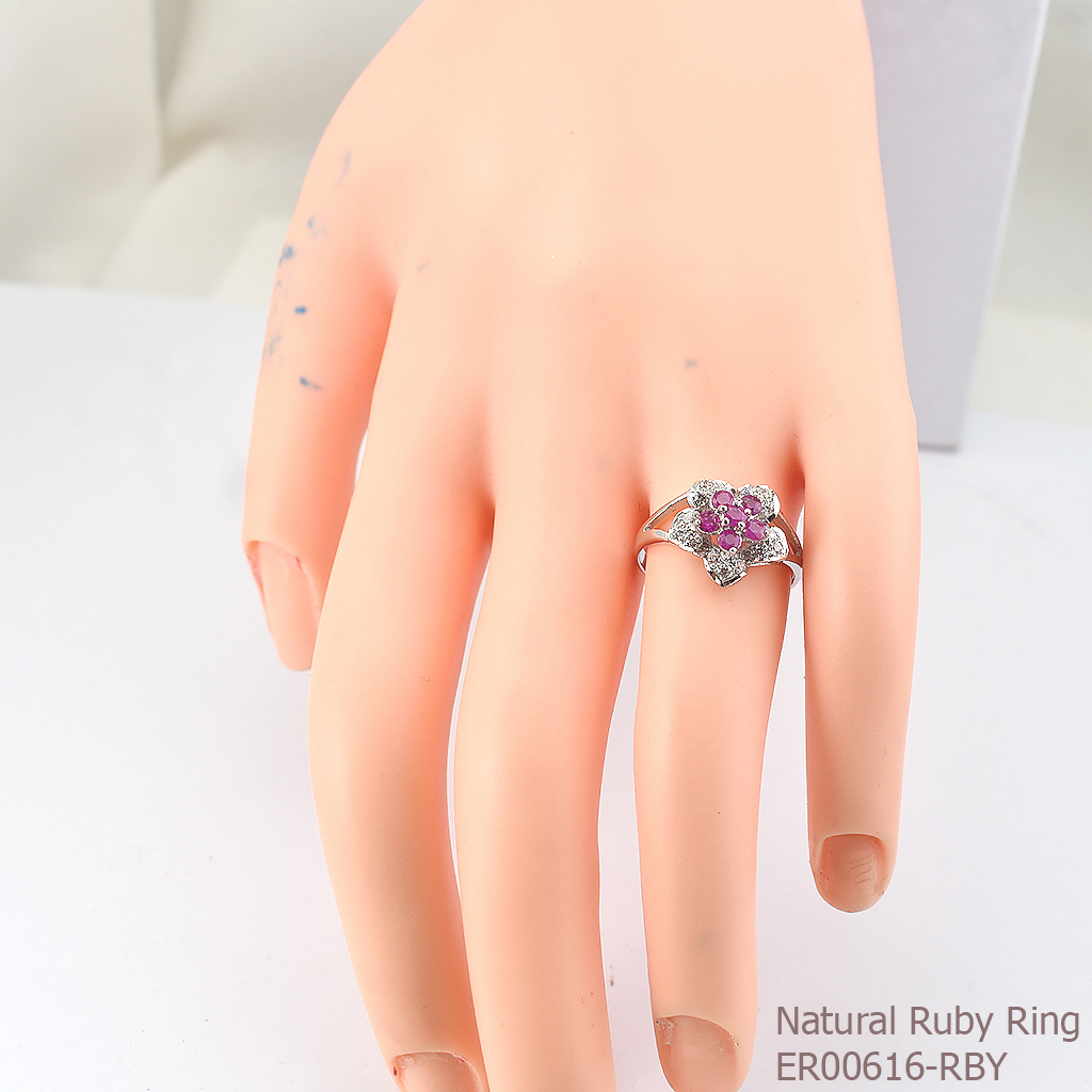 SKJewelryfactory แหวนดอกไม้ พลอยทับทิมแท้ ER00616-RBY