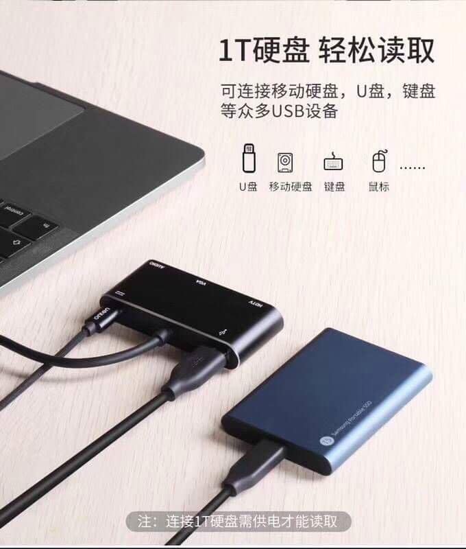 ตัวแปลง USB-C to HDMI/VGA adapter