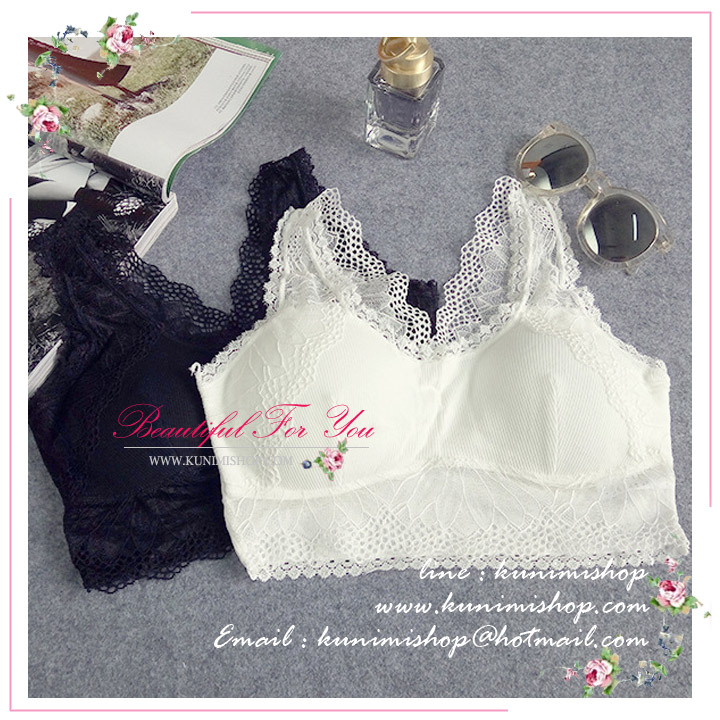 เสื้อซับใน ครึ่งตัว มีฟองน้ำซับใน ผ้าลูกไม้ ตกแต่งลายด้วยผ้าบูกไม้ สวยหวาน