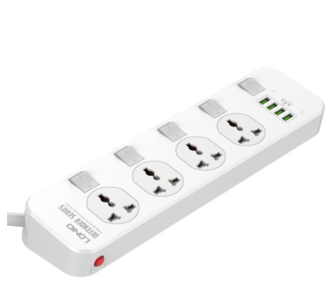 ของแท้100% LDNIO SC4408 ปลั๊กพ่วง 4 ช่อง 4 USB 3.4A Max universal Power Strip รองรับไฟ 2500W-10A