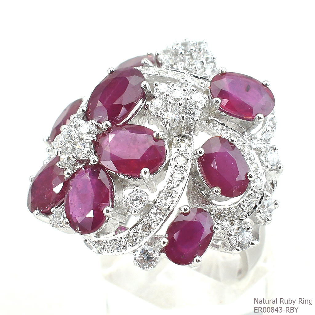 SKJewelryfactory แหวนพลอยทับทิมแท้ ดีไซน์หรูหราอลังการ วงนี้ใส่ออกงานสวยมาก ER00843-RBY