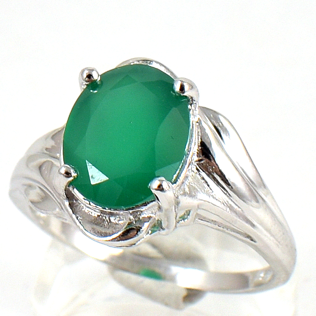 SKJewelryFactory แหวนพลอยเม็ดเดี่ยว พลอยเด่นเป็นสง่า พลอยกรีนอะเกทแท้ ER01136-GAG