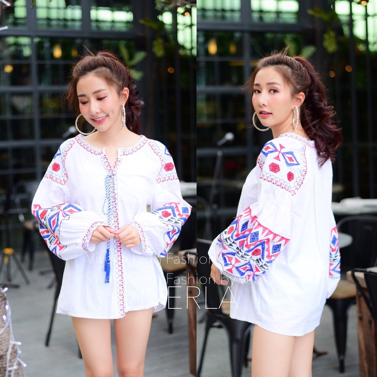 เสื้อเกาหลี พร้อมส่ง เสื้อสไตลโบฮีเมียน