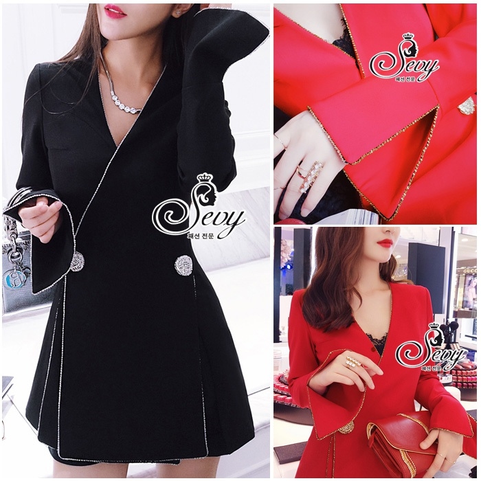 พร้อมส่ง ชุดเดรสผ่าหน้า เรียบหรู