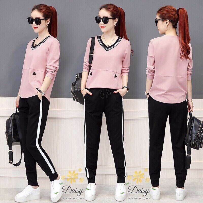 เสื้อผ้าเกาหลี พร้อมส่ง เสื้อกับกางเกงเอวยืด