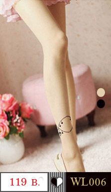 รหัสสินค้า WL006 ถุงน่องแบบเต็มตัว ช่วงข้อเท้าพิมพ์ลายสร้อยพร้อมจี้รูปหัวใจ ตัวนูนผ้ากำมะหยีอย่างดีสีดำอยู่ข้างขวา สวย เซ็กซี่น่าใส่มากคะ ขนาด FREE SIZE