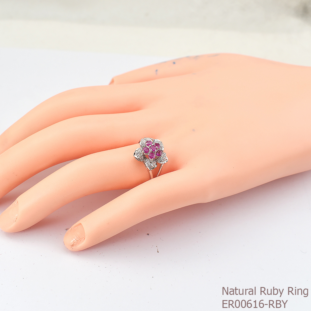 SKJewelryfactory แหวนดอกไม้ พลอยทับทิมแท้ ER00616-RBY