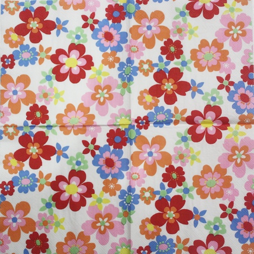 แนวภาพ Cath Kidston ดอกไม้สีสด เป็นภาพเต็มแผ่น กระดาษแนพกิ้นสำหรับทำงาน เดคูพาจ Decoupage Paper Napkins ขนาด 33X33cm