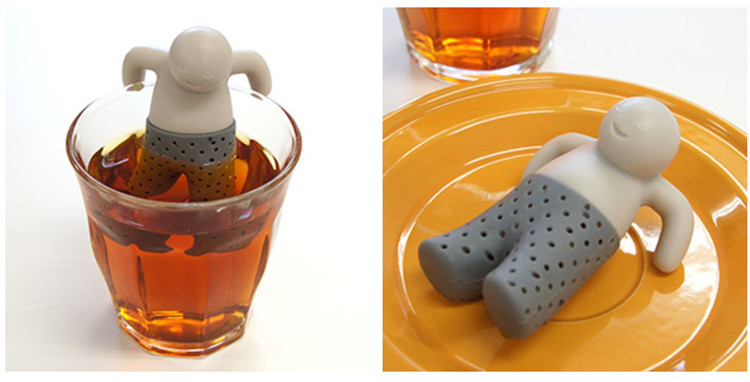 ที่กรองชา ซิลิโคน infuser ลายชายชุดเทา