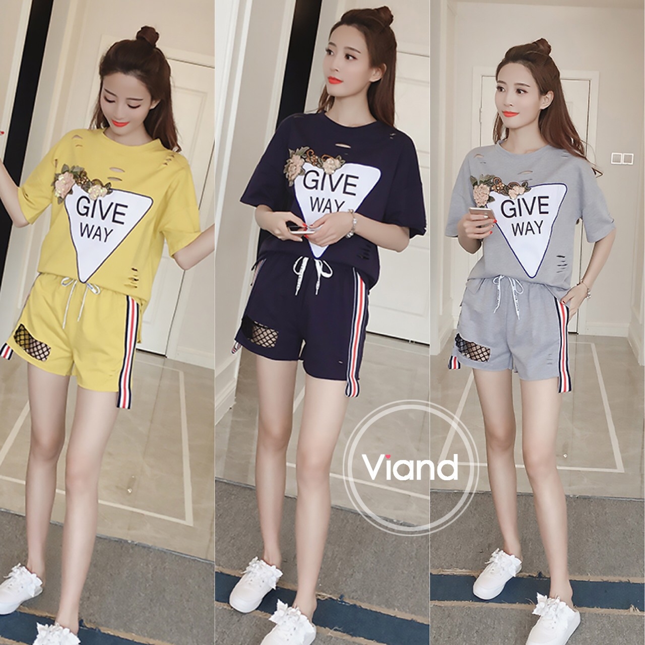 เสื้อผ้าเกาหลี พร้อมส่ง เซ็ท 2 ชิ้นสุดคุ้ม