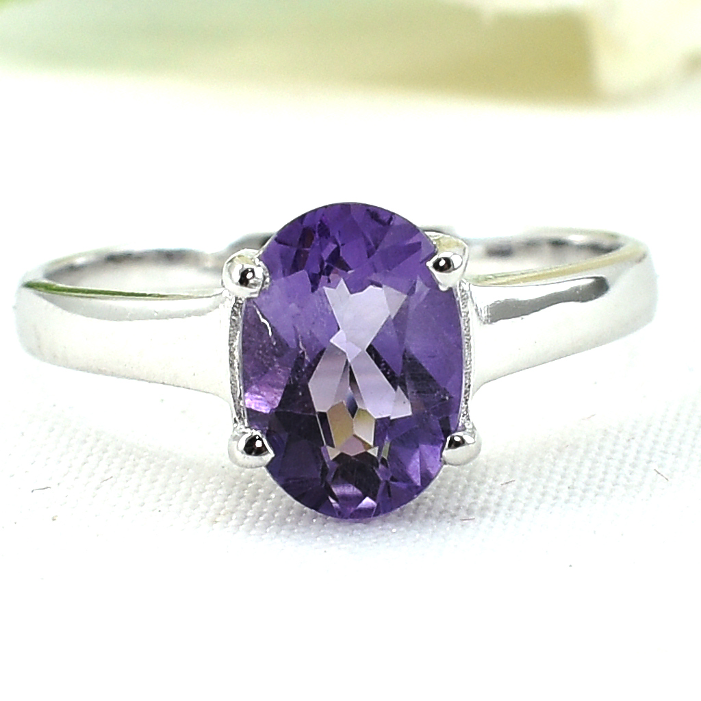 SKJewelryFactory แหวนแอมิทิสต์ แหวนชูยอด สไตล์แหวนเม็ดเดี่ยว ER02127-AMT