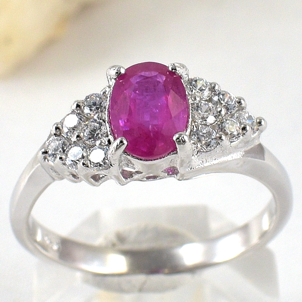 SKJewelryfactory แหวนทับทิมแท้ สีแดงอมชูมพู สีหวานมาก ER01700-RBY