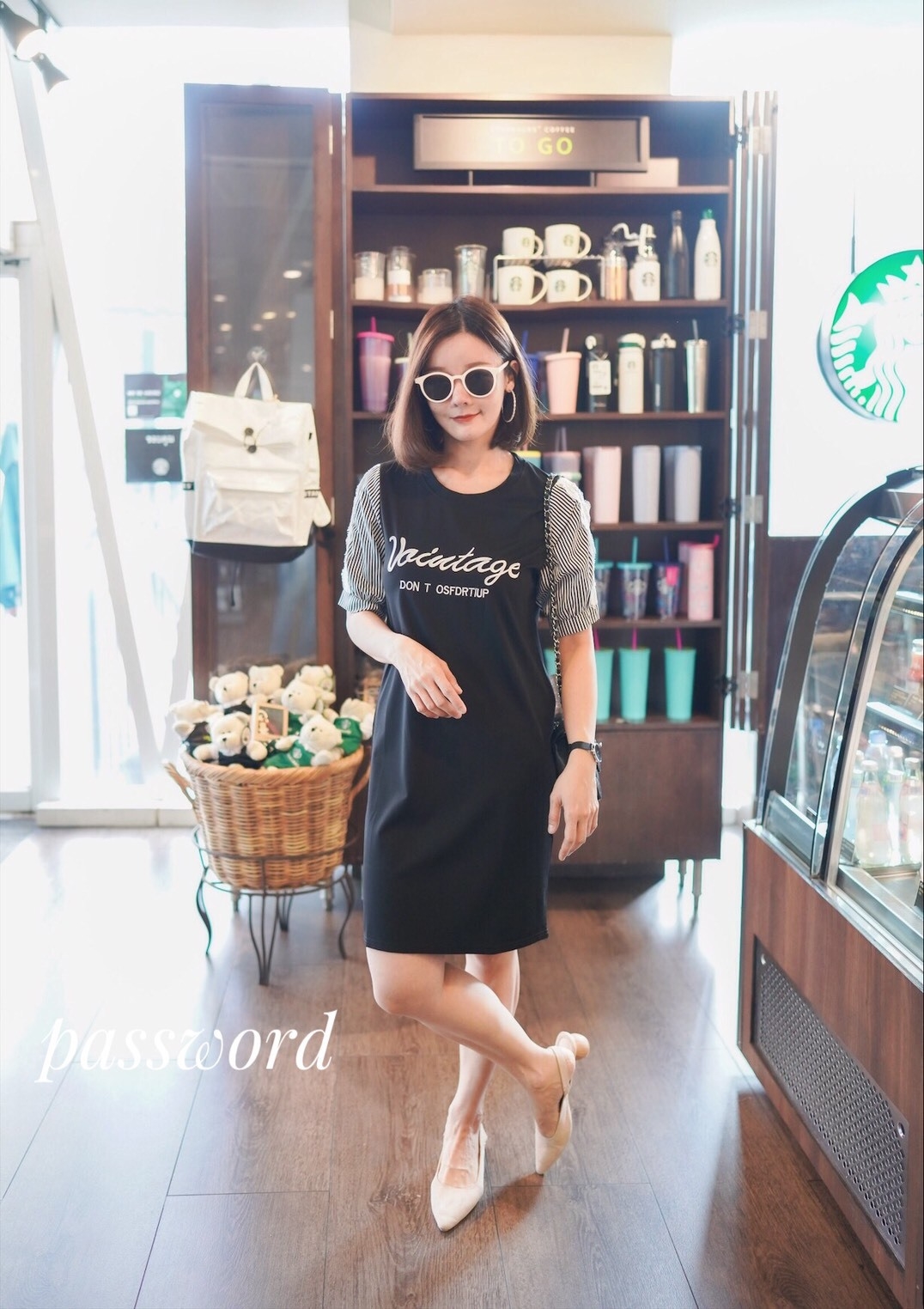 เดรสแฟชั่น พร้อมส่ง เดรสผ้ายืด แขนพอง
