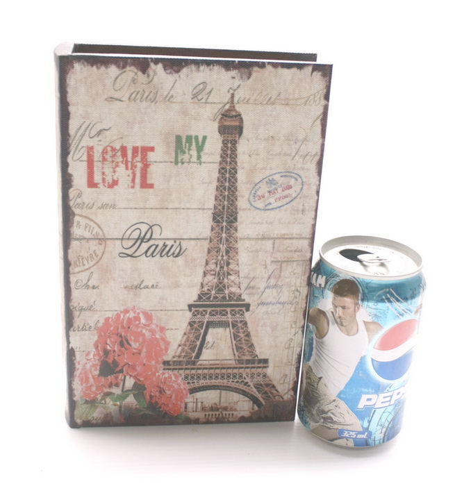 กล่องเก็บของทรงหนังสือแนววินเทจ ขนาดเล็ก S ลาย Love My Paris