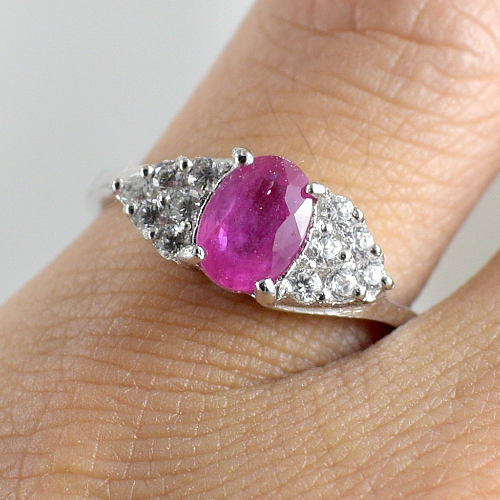 SKJewelryfactory แหวนทับทิมแท้ สีแดงอมชูมพู สีหวานมาก ER01700-RBY