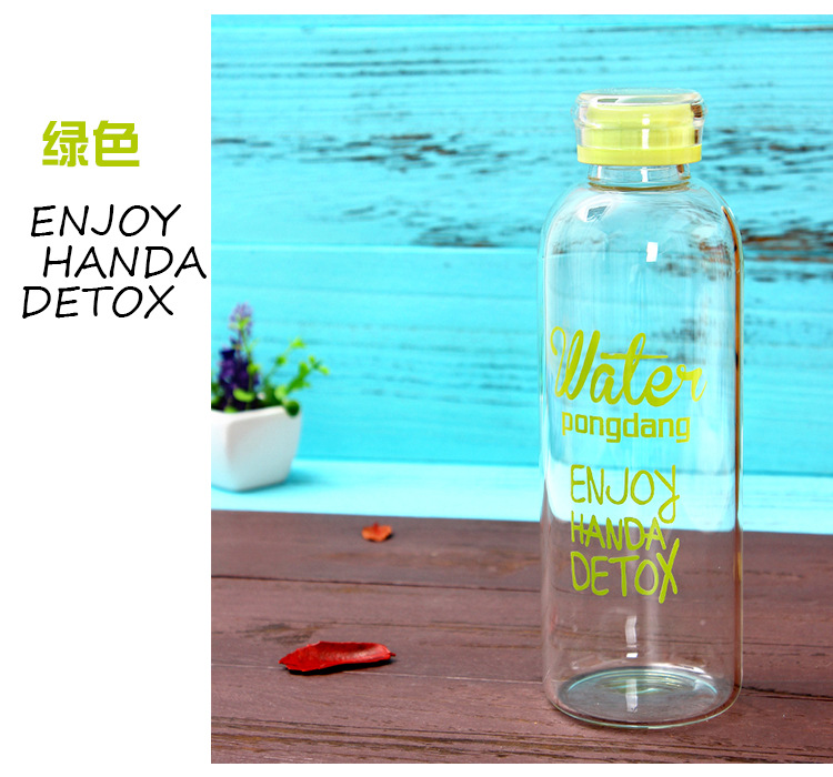 พร้อมส่ง ขวดใส่น้ำ Pongdang Water น้ำดีท็อกสุดฮิตในเกาหลี ขวดทำจากแก้ว Borosilicate รุ่นฝาสี +ถุง 2 แบบ