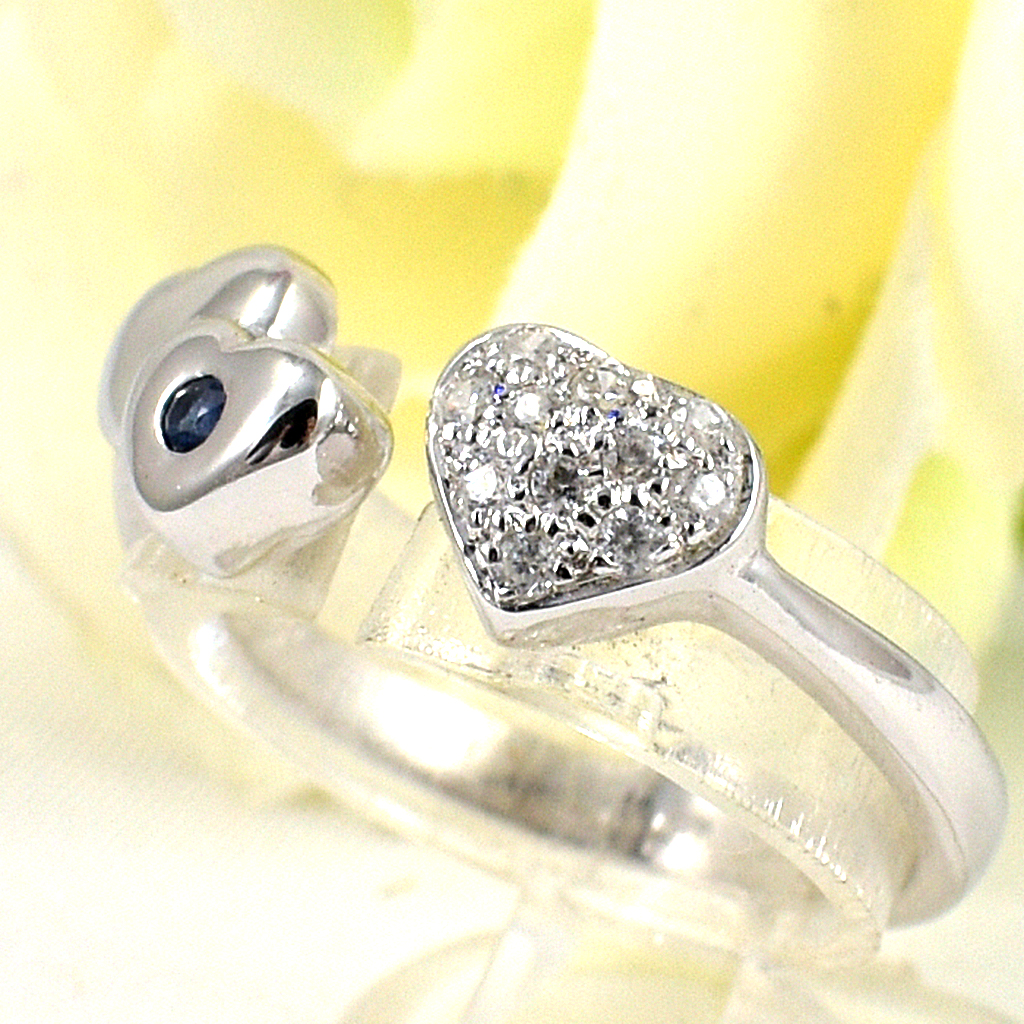 SKJewelryfactory แหวนเงินแท้ ฝังพลอยไพลินแท้ ดีไซด์รูปหัวใจ น่ารักๆ ER00965-BSA