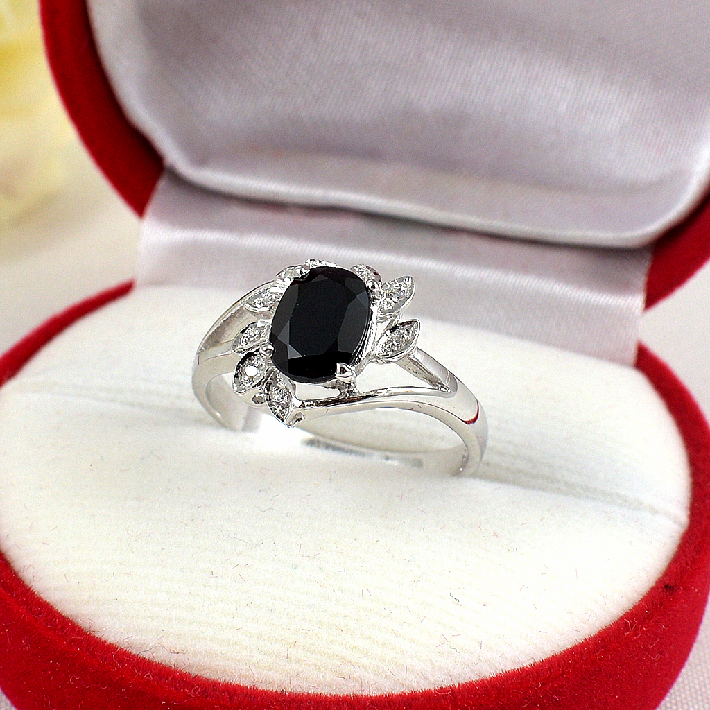 SKJewelryFactory แหวนนิลแท้ ตัวเรือนเงินแท้ ER01139-ONX