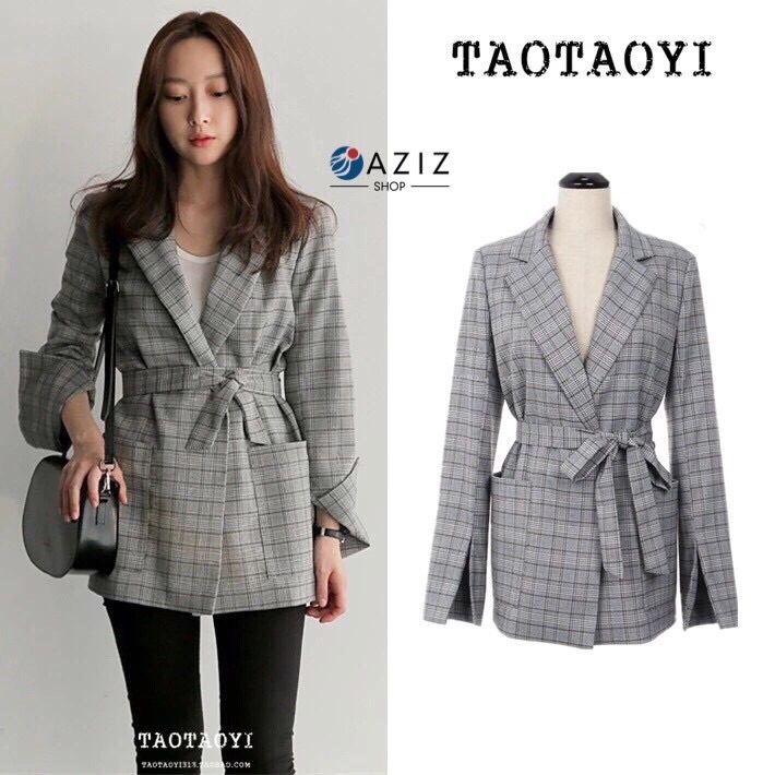 เสื้อผ้าเกาหลี พร้อมส่ง Blazer Scott เสื้อคลุม ลายสก๊อต