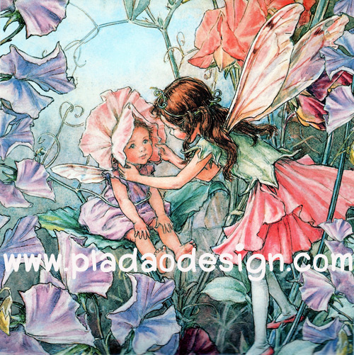 กระดาษสาพิมพ์ลาย สำหรับทำงาน เดคูพาจ Decoupage แนวภาำพ ภาพวาด Fairy Story นางฟ้าพี่สาวดูแลปลอบโยน นางฟ้าน้องน้อยอยู่บนต้นไม้ (ปลาดาวดีไซน์)