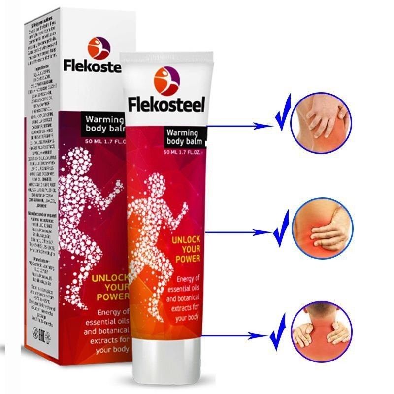 ครีมทาลดอาการปวดข้อเข่า Flekosteel Warming Body Balm- Gel for Join 50ml - Hendel's Garden- Russia