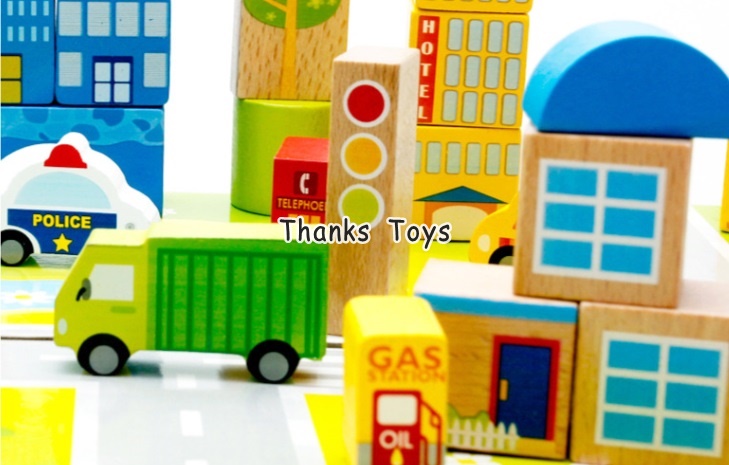 บล็อกไม้สร้างเมือง 62 ชิ้น