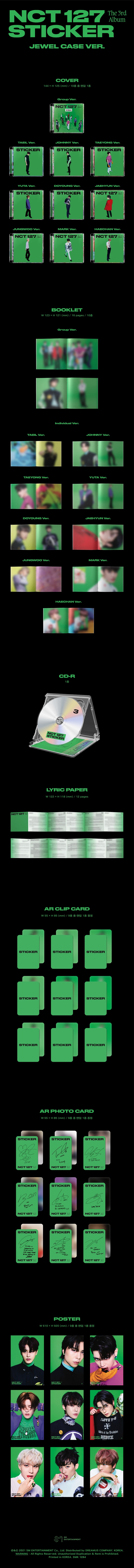 [Pre] NCT 127 : 3rd Album - Sticker (Jewel Case Ver.) (Random Ver.) +Poster