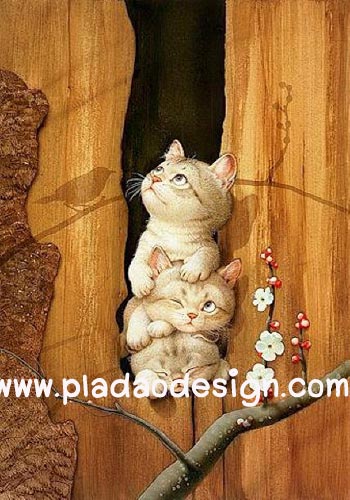 กระดาษสาพิมพ์ลาย สำหรับทำงาน เดคูพาจ Decoupage แนวภาพ แมวญี่ปุ่น 3 ตัว ซ้อน 3 หน้าตาน่ารักมว๊ากกกกกกกกกกกกกกกกก