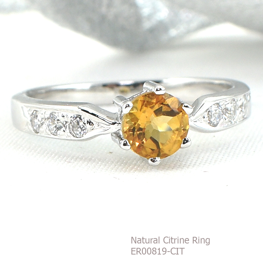 SKJewelryfactory แหวนชูพลอยซิทรินแท้ ดีไซด์สวย ER00819-CIT