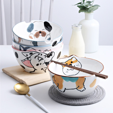 Pre-Order ชามเซรามิค ชามก๋วยเตี๋ยว มาม่า ลายน้องหมา น่ารัก มีให้เลือก 4 ลาย
