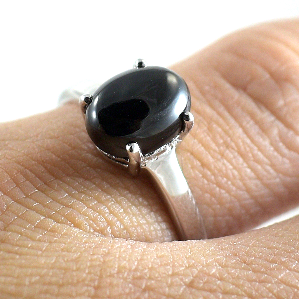 SKJewelryfactory แหวนเงินนิลแท้ แหวนนิลหลังเบี้ย ER02127-ONC