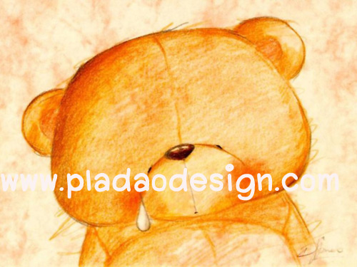 กระดาษสาพิมพ์ลาย สำหรับทำงาน เดคูพาจ Decoupage แนวภาำพ ภาพแนวการ์ตูน น้องหมี ฮอลล์มาร์ค Hallmarks bear น้องหมีทำหน้าหงอย ร้องไห้ น้ำตาหยดแหมะ (ปลาดาวดีไซน์)