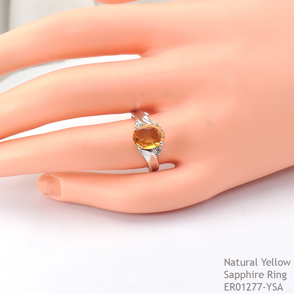 SKJewelryfactory แหวนเงินแท้ ฝังพลอยบุษราคัมแท้ ดีไซด์สวยหรู ER01277-YSA