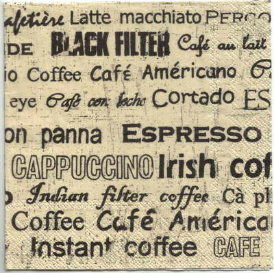แนวภาพ ลายแต่ง ตัวหนังสือ กาแฟ Coffee Americano Esprsso Cappuccino กระดาษแนพกิ้นสำหรับทำงาน เดคูพาจ Decoupage Paper Napkins ขนาด 33X33cm