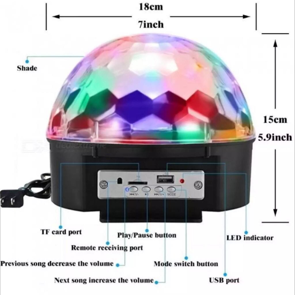ไฟดิสโก้เธค ไฟเธค ไฟปาร์ตี้ พร้อมลำโพง MP3 ไฟเต้นตามจังหวะเพลง MP3 LED Magic Ball Light ของแท้