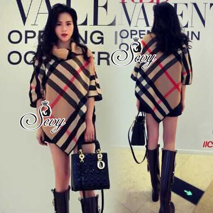 พร้อมส่ง เสื้อผ้าเกาหลี เสื้อคลุมลาย Burberry ไล่ขอบเฉียง