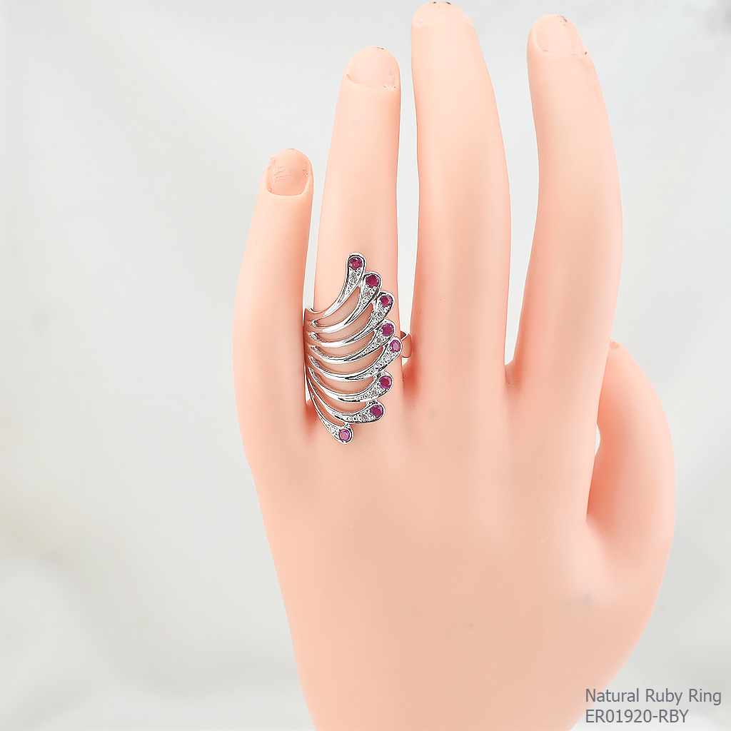SKJewelryfactory แหวนปีกนก พลอยทับทิมแท้ ดีไซน์เก๋ๆ ER01920-RBY