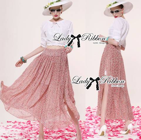 พร้อมส่ง เซ็ตเสื้อเปิดไหล่และกระโปรงยาวสไตล์วินเทจโบฮีเมียน