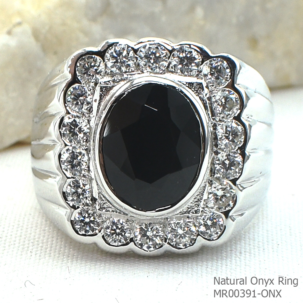 SKJewelryFactory แหวนนิลแท้ นิลล้อมเพชร MR00391-ONX