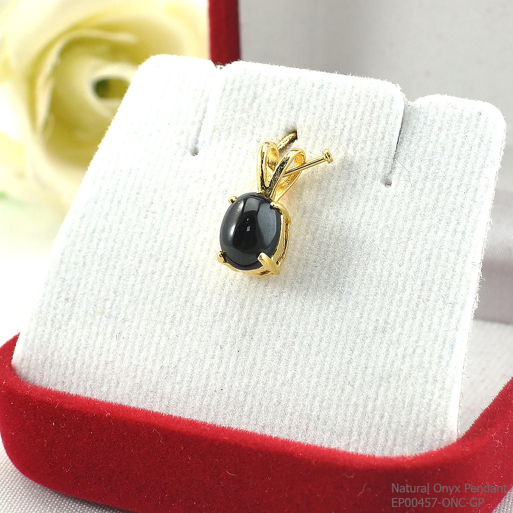 SKJewelryFactory EP00457-ONC-GP จี้เงินแท้92.5% จี้นิลแท้ ฃุบทองหนา 1 ไมครอน