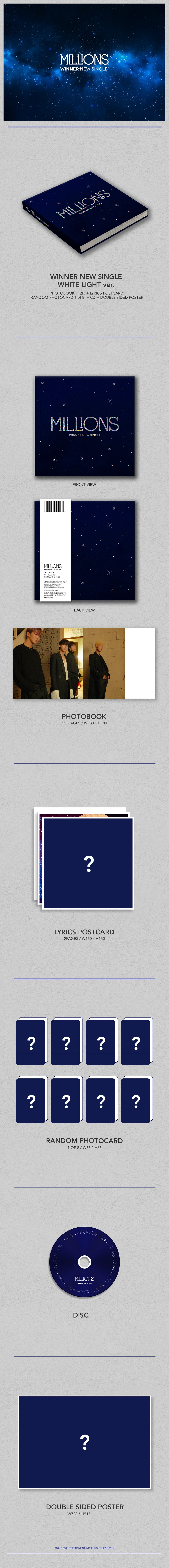 [Pre] WINNER : Single Album - MILLIONS (White Light Ver.) +Poster