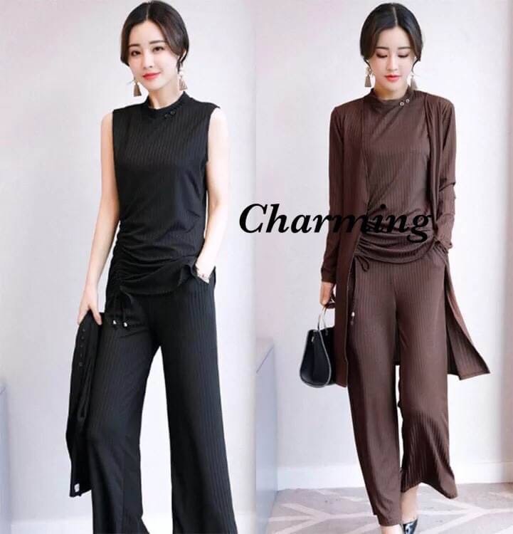 เสื้อผ้าเกาหลี พร้อมส่ง งานเซ็ท 3 ชิ้น มี 3 สี