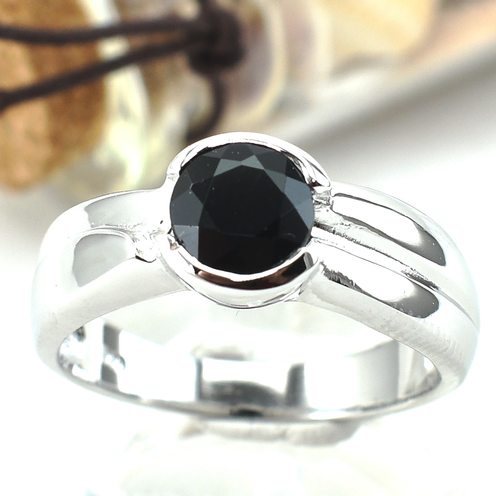 SKJewelryFactory แหวนนิลเม็ดเดี่ยว สไตล์แหนเรียบๆ ER00816-ONX