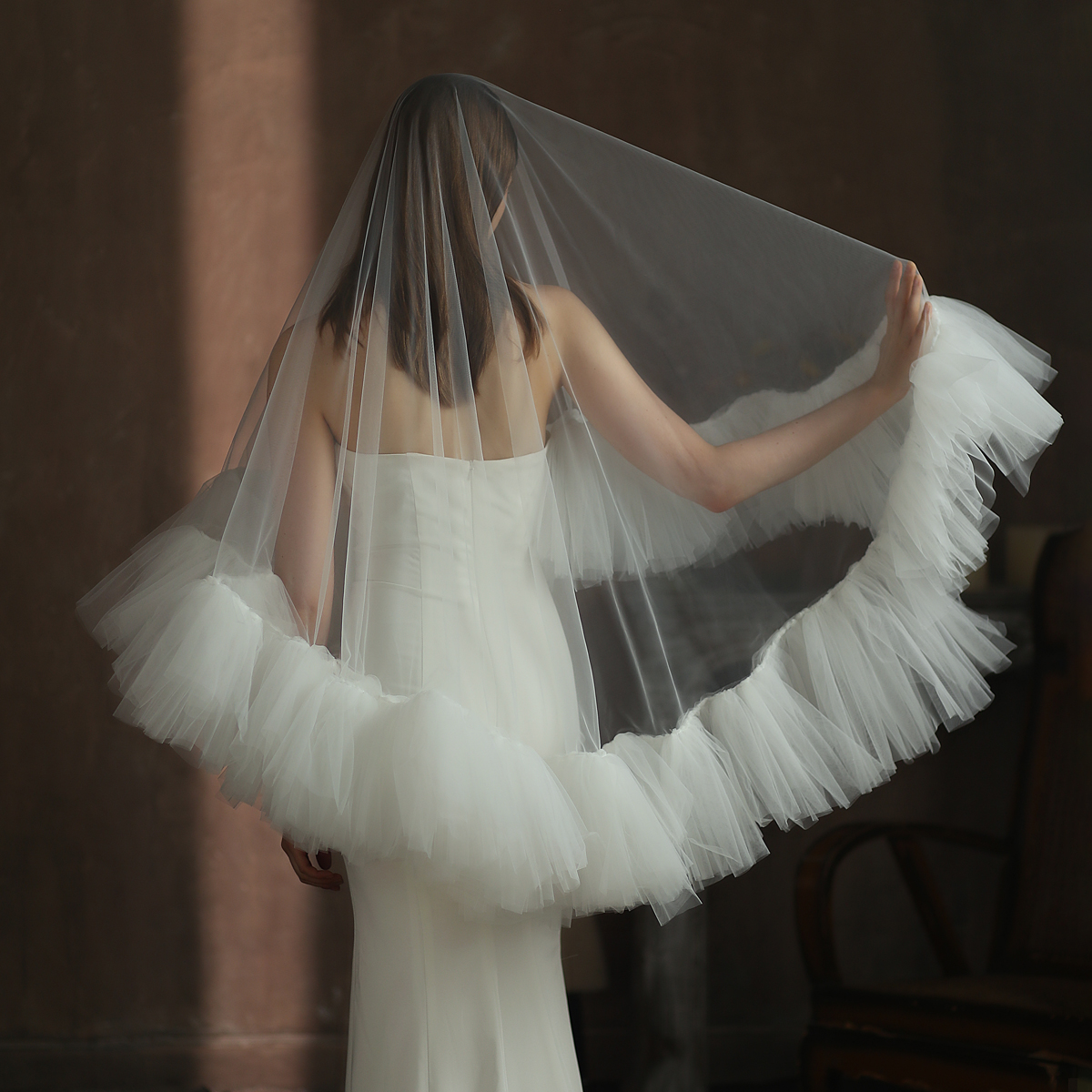 เวลเจ้าสาว ชายผ้าฟูฟ่องอลังการ ผ้าคลุมเจ้าสาวถ่ายพรีเว็ดดิ้ง veil