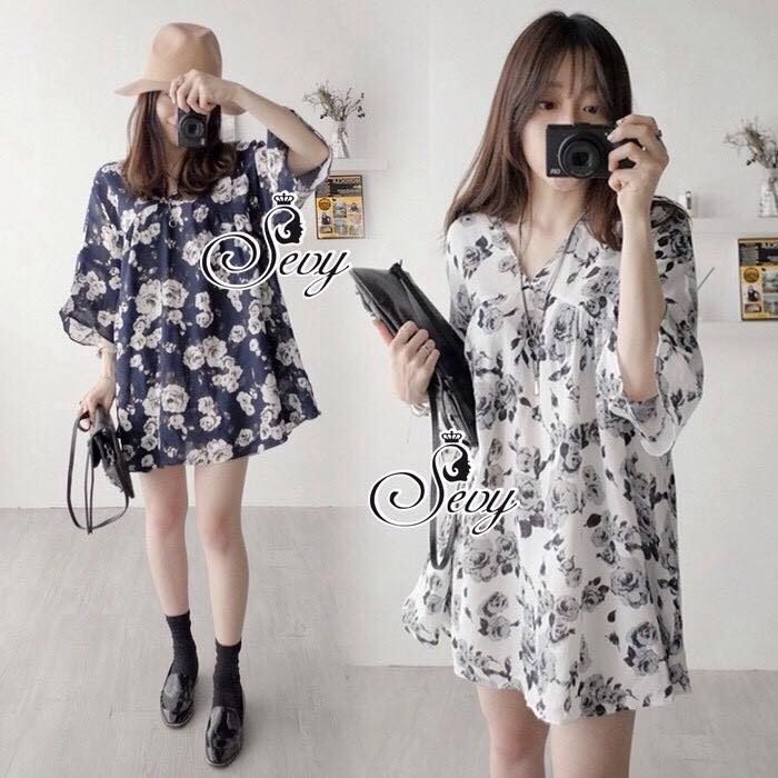 พร้อมส่ง เสื้อทรงปล่อยตัวยาวคลุมสะโพก