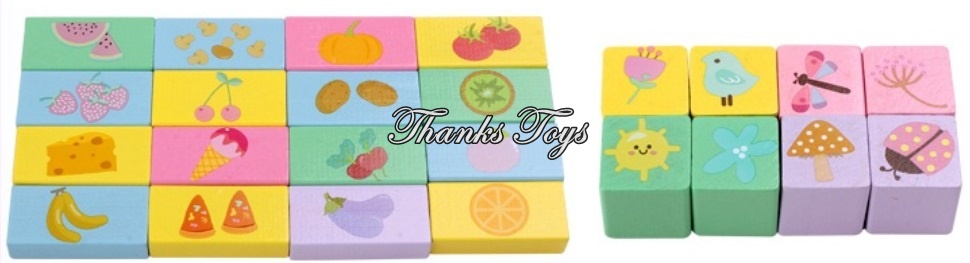 บล็อกไม้สีพาสเทล 100 ชิ้น