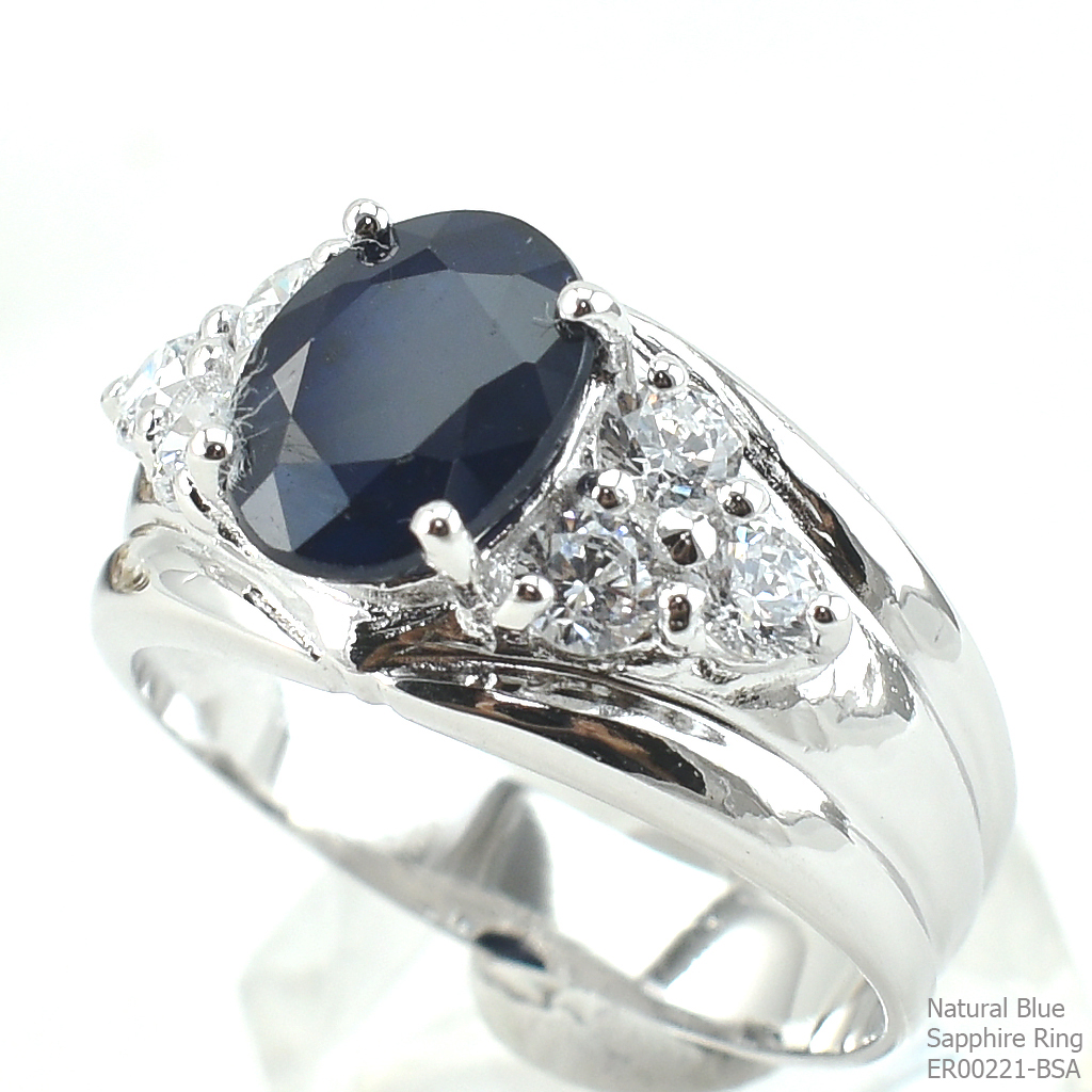 SKJewelryFactory แหวนเงินไพลินแท้ พลอยไพลิน 2.25 กะรัต ER00221-BSA
